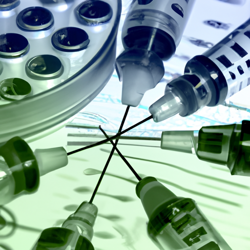 A futuristic image showcasing various potential applications of needleless injections