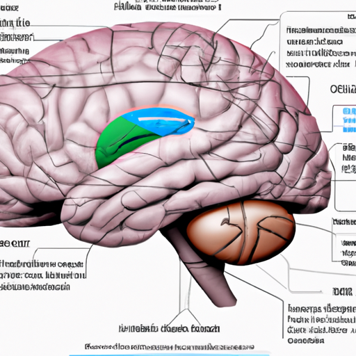 1. איור של המוח עם חלקים שונים המסומנים כמייצגים יכולות נפשיות שונות.